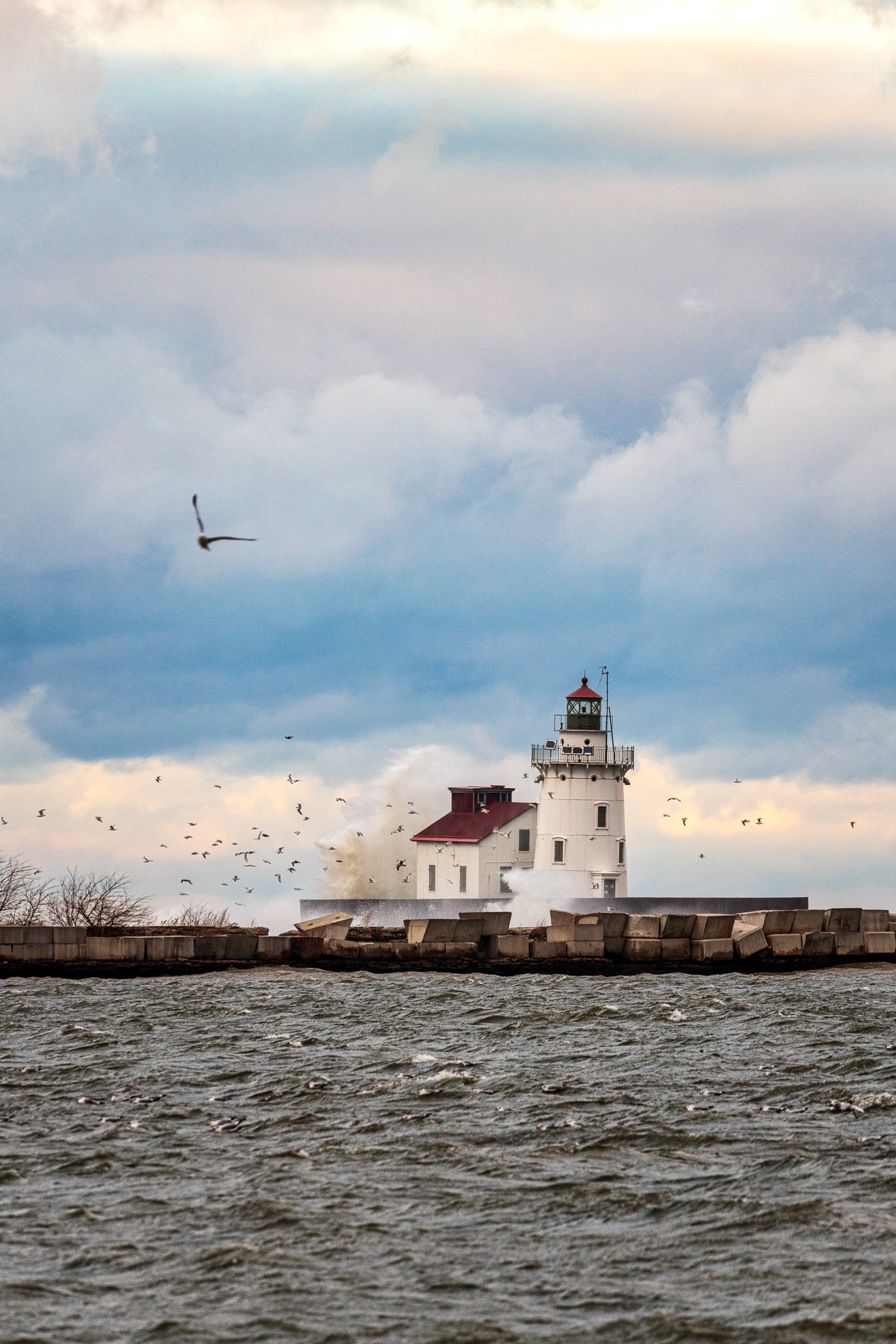 A Windy December Day - Cleveland Harbor West Pierhead Lighthouse
