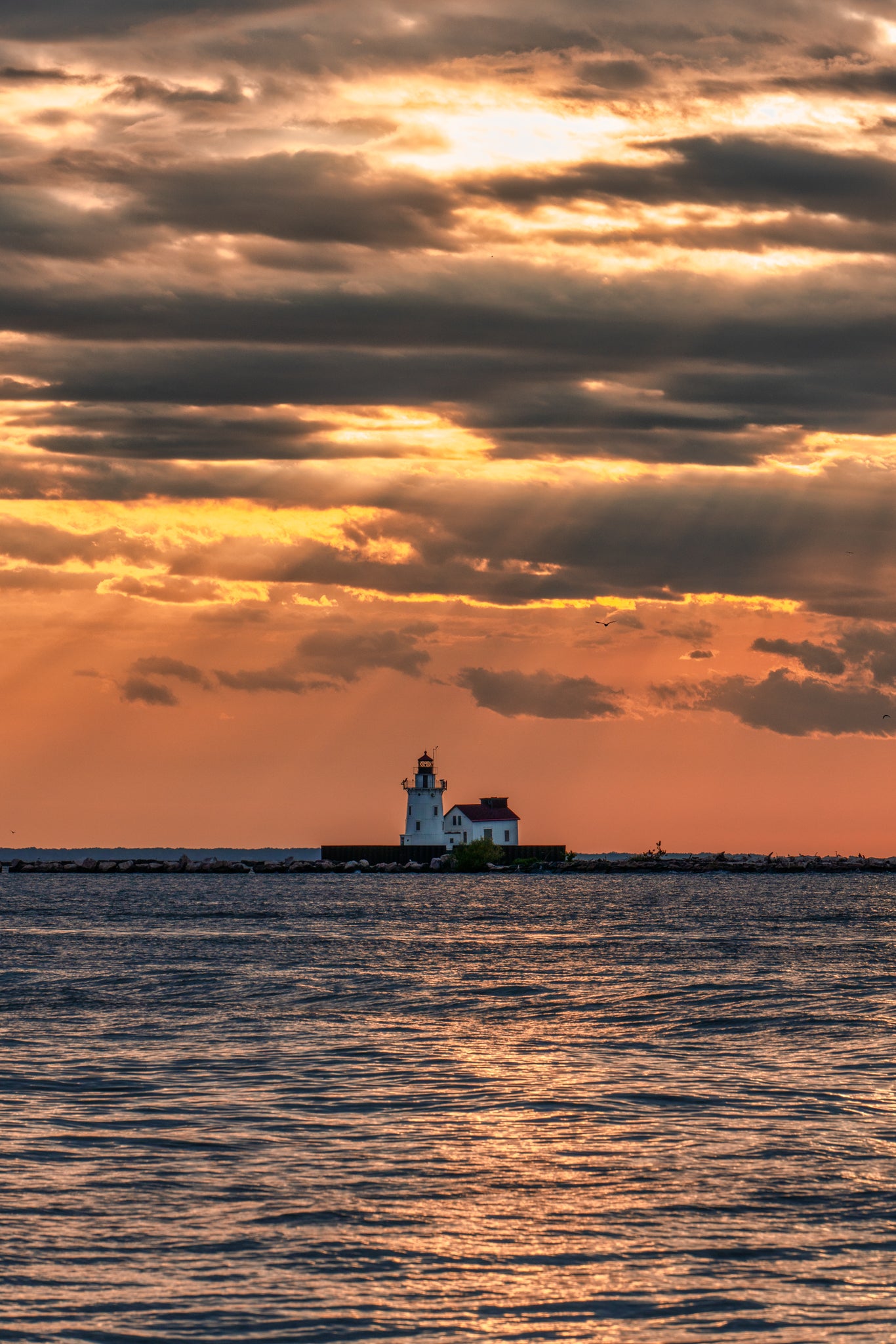 Cleveland Harbor West Pierhead Lighthouse at Sunset
